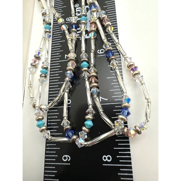 Magnetic Multicolor Aurora Borealis Crystal Necklace Multi-Strand Glass Beads - Picture 7 of 8